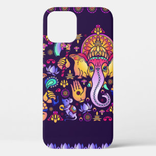 Funda Para iPhone 12 El Dios hindú Ganesha y los símbolos indios en f