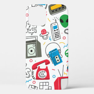 Funda Para iPhone 12 El doodle de los años 90 con caja de boom, televis