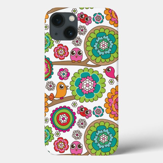 Funda De Case-Mate Para iPhone el doodle florece el modelo del fondo (Reverso)