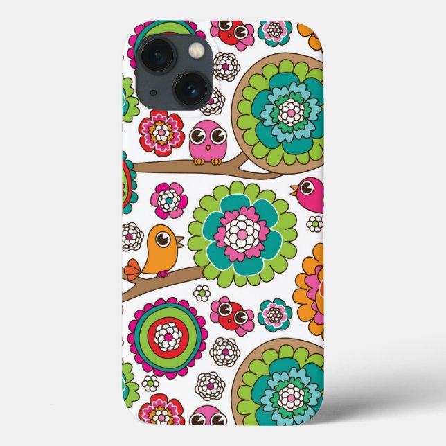 Funda De Case-Mate Para iPhone el doodle florece el modelo del fondo (Reverso)
