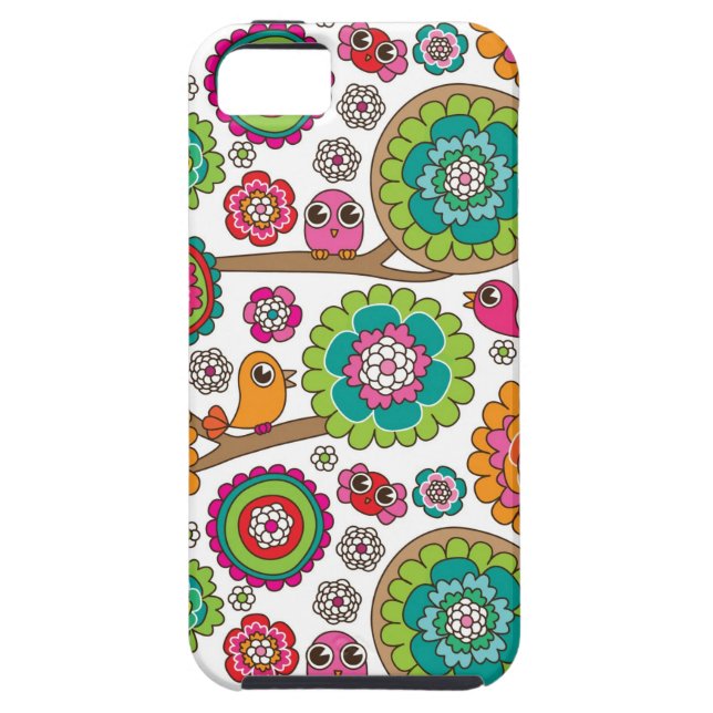 Funda De Case-Mate Para iPhone el doodle florece el modelo del fondo (Atrás)