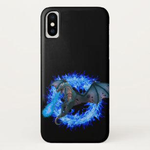 Funda Para iPhone X El dragón azul del fuego flamea fantasía