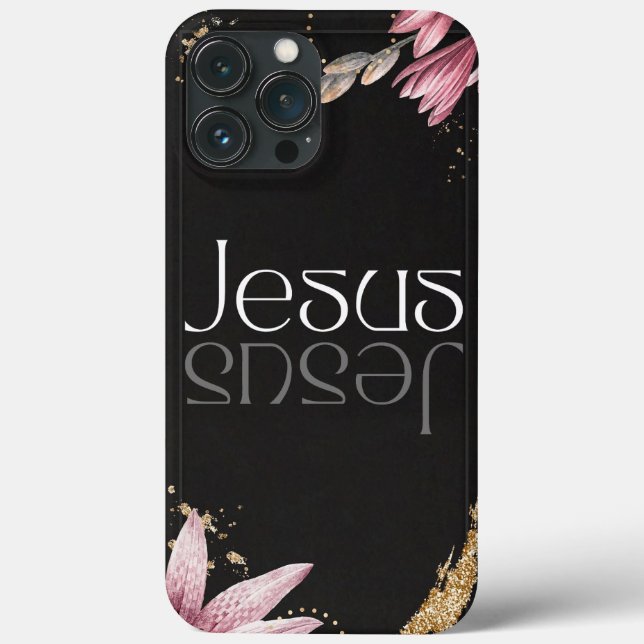 Funda De Case-Mate Para iPhone El dudoso Jesús creyente cristiano elegante floral (Reverso )