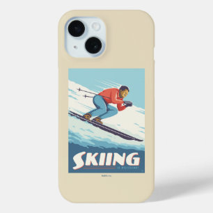 Funda Para iPhone 15 El esquí cree que la impresión retro