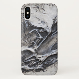 Funda Para iPhone X El extracto negro, gris, blanco pintó el caso del