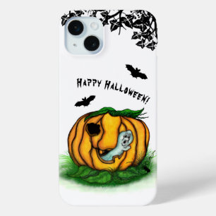 Funda Para iPhone 15 Mini El fantasma de Halloween , Bat , Ghost y Spider
