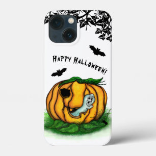 Funda Para iPhone 13 Mini El fantasma de Halloween , Bat , Ghost y Spider