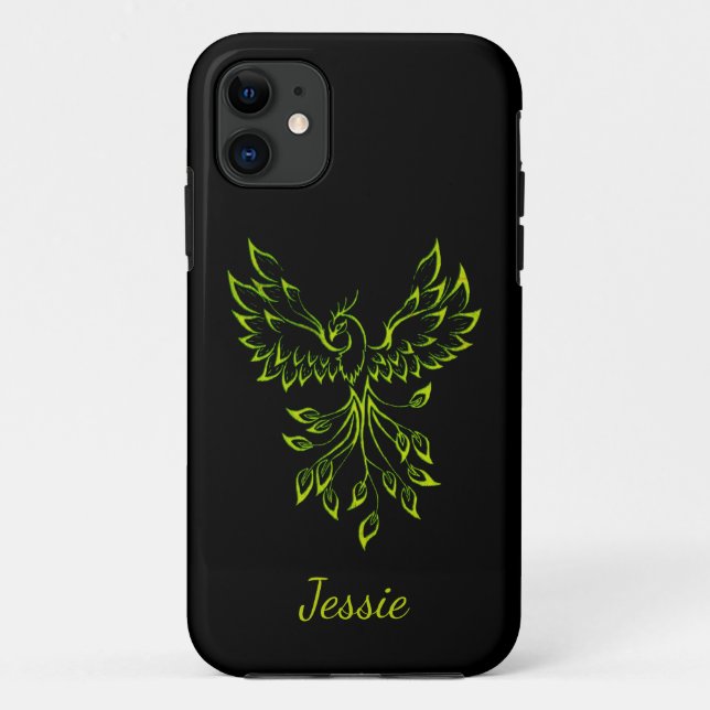 Funda De Case-Mate Para iPhone El Fénix Verde se levanta sobre el negro (Reverso)