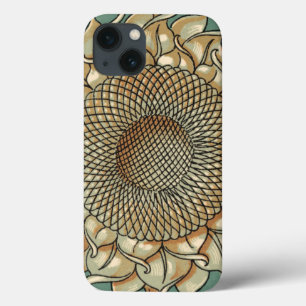 Funda Para iPhone 13 El florecimiento del girasol en el fondo verde azu