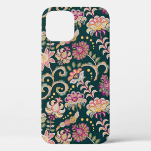 Funda Para iPhone 12 El fondo floral sin remedio. Flores y hojas rosas