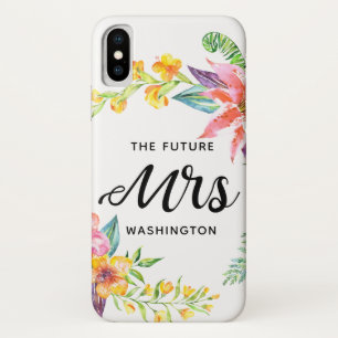 Funda Para iPhone X El futuro de la señora Script Flores tropicales ac