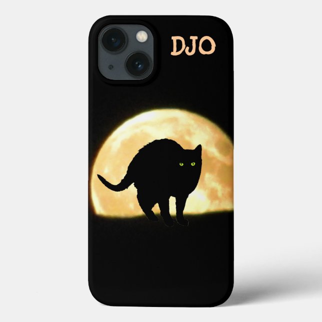 Funda De Case-Mate Para iPhone El gato negro y la súper luna (Reverso)