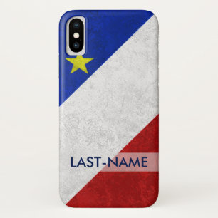 Funda Para iPhone X El Grunge apenado apellido acadiense de la bandera