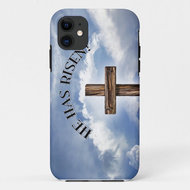 Funda De Case-Mate Para iPhone Él Ha Resucitado Cruz Áspera Cielo (Reverso)