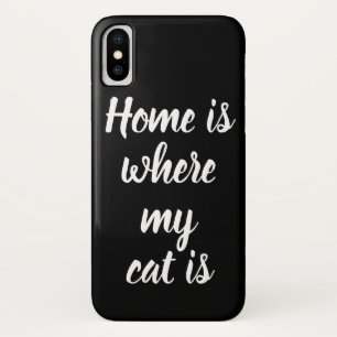 Funda Para iPhone X El Hogar Es Donde Mi Gato Es Negro En Blanco