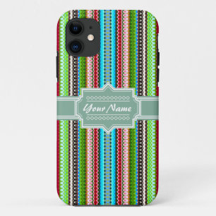 Funda Para iPhone 11 El Ikat Chevron Tribal Verde Personalizado