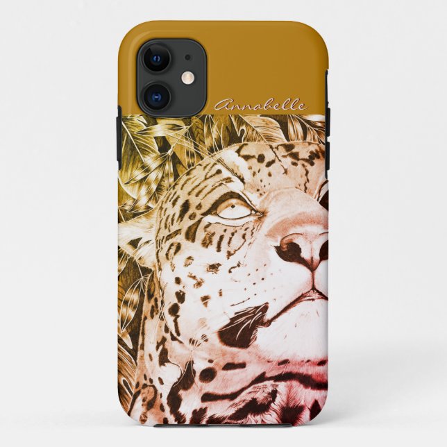 Funda De Case-Mate Para iPhone El jaguar (oro/rojo) (Reverso)