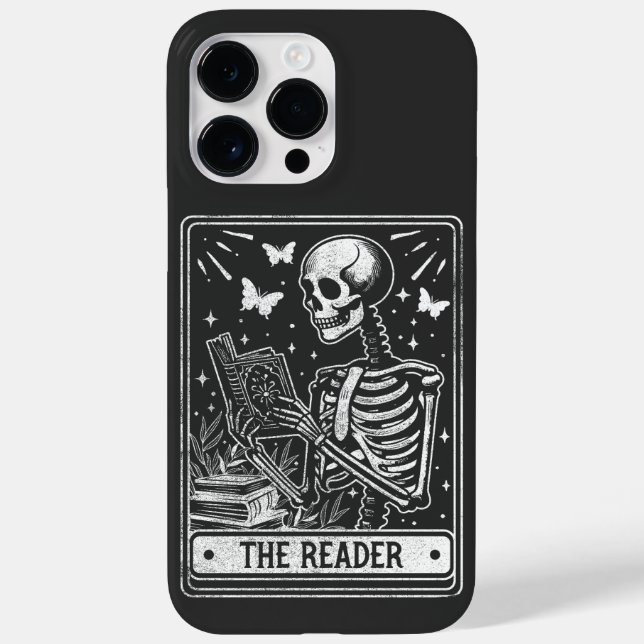Funda De Case-Mate Para iPhone El lector Skeleton leyendo Halloween (Reverso)