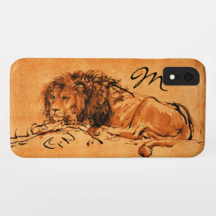 Funda Para iPhone XR EL LEÓN DEL CAPE ACOSTADO, Naranja, Monograma Negr