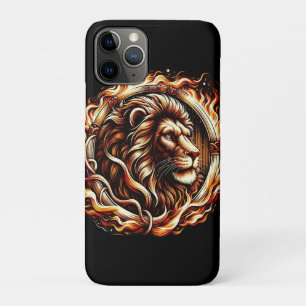 Funda Para iPhone 11 Pro El león que se inclina en el anillo de fuego llama