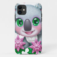 El lindo oso kawaii Koala con flores