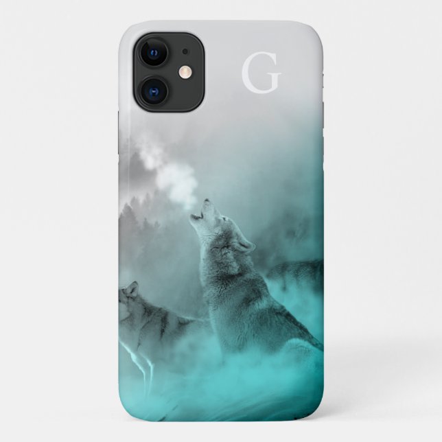 Funda De Case-Mate Para iPhone El lobo invernal monogramado (Reverso)