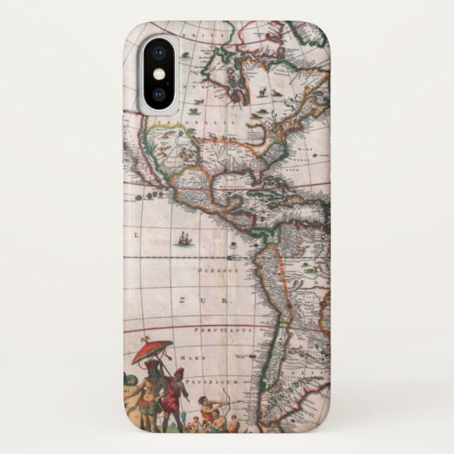 Funda De Case-Mate Para iPhone El mapa de Visscher del nuevo mundo (Reverso)
