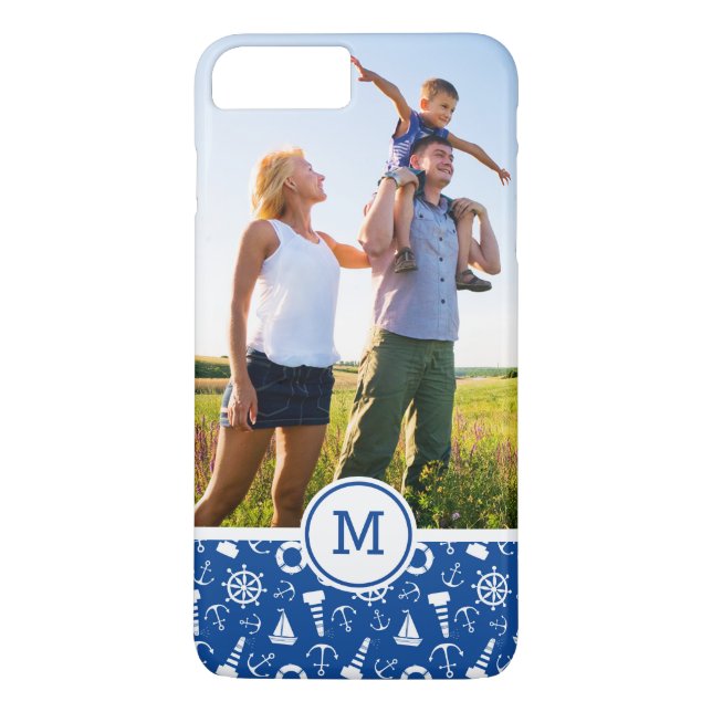 Funda De Case-Mate Para iPhone El mar azul el Pattern| añade su inicial (Reverso)