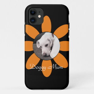 Funda Para iPhone 11 El marco de la flor Naranja lindo Perro picante ne