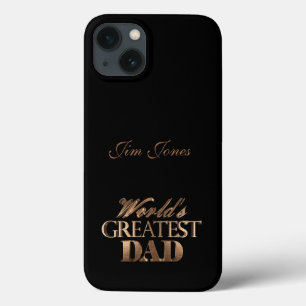 Funda Para iPhone 13 El mejor papá del mundo elegante texto negro y oro