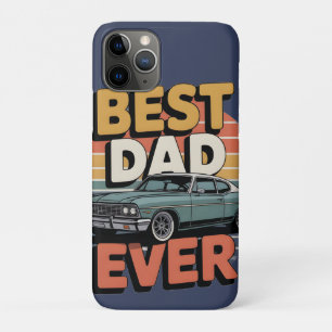 Funda Para iPhone 11 Pro El mejor papá Retro Vintage Teal Muscle Car