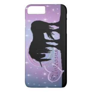 Funda Para iPhone 8 Plus/7 Plus El místico unicornio negro (Pastel Swirl)