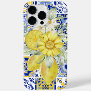 Funda Para iPhone 14 Pro Max De Case-Mate El mosaico florece en azul y amarillo