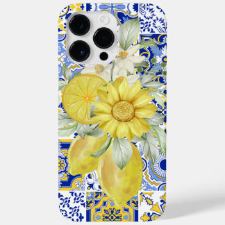 Funda Para iPhone 14 Pro Max De Case-Mate El mosaico florece en azul y amarillo