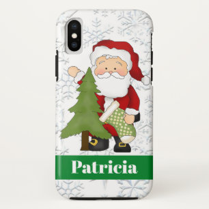 Funda Para iPhone X El navidad Santa y el árbol añaden la caja