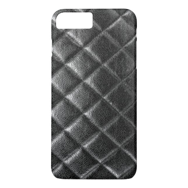 Funda De Case-Mate Para iPhone El negro cosió el caviar acolchado del cc del (Reverso)