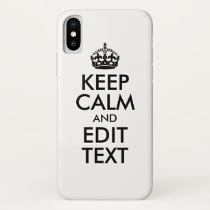 Funda Para iPhone X El negro mantiene la calma y tu texto