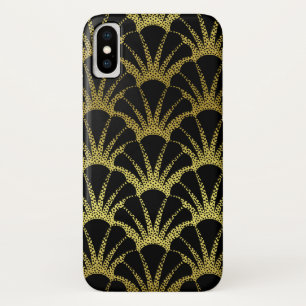 Funda Para iPhone X El negro retro del art déco/el oro Shell escala e
