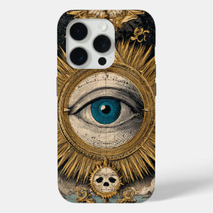 Funda Para iPhone 15 Pro El Ojo que Todo lo Ve de la Conciencia Dorada