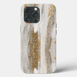 Funda Para iPhone 13 Pro El oro de mármol de lujo sobresale blanco y gris