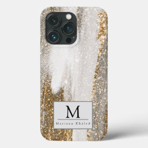 Funda Para iPhone 13 Pro El oro de mármol de lujo sobresale blanco y gris