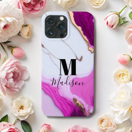 Funda Para iPhone 13 Pro Max El oro rosado gotea de mármol blanco