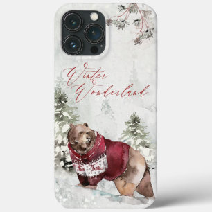 Funda Para iPhone 13 Pro Max El osito de invierno ruso en la nieve