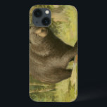 Funda Para iPhone 13 El oso negro pisando un tronco de árbol<br><div class="desc">Esta fina huella de arte de Oliver Kemp ilustra un oso pardo pisando un árbol caído en un bosque. Los colores verde pastel son relajantes para la vista y crean una agradable sensación de calor de la naturaleza que despierta en primavera. ¡Una gran adición a cualquier decoración rústica!</div>