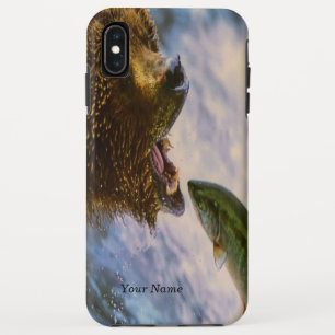 Funda Para iPhone XS Max El oso parduzco atrapando el Salmón cabeza de acer