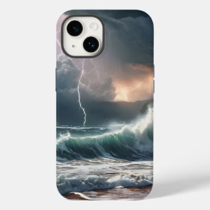 Funda Para iPhone 14 De Case-Mate El paisaje de la playa de Waves Strike Lightning