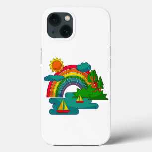 Funda Para iPhone 13 El paisaje de los viajes en barco bajo las nubes d