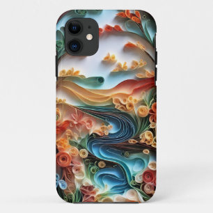 Funda Para iPhone 11 El paisaje natural en estilo de arte Papercut y el