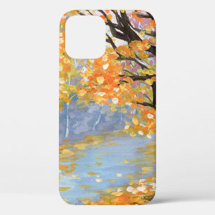 Funda Para iPhone 12 El paisaje otoñal de Gouache. Caída de oro en un v