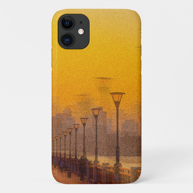Funda De Case-Mate Para iPhone El paisaje urbano al atardecer (Reverso)